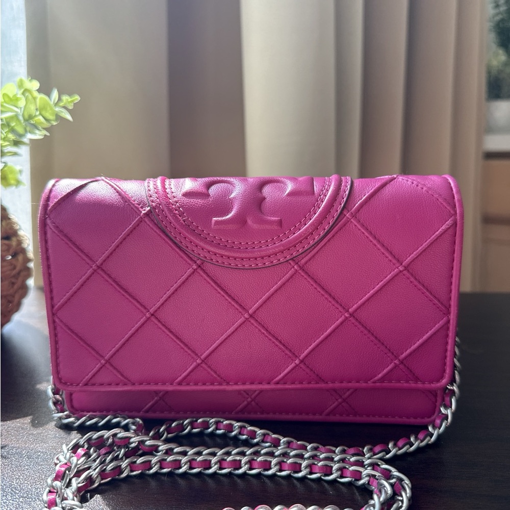 Tory Burch Fuchsia Quilted Crossbody Bag